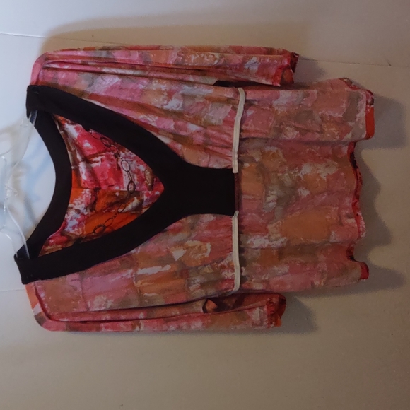 Orange, Coral & Brown Trim Embellished Top - Picture 14 of 15